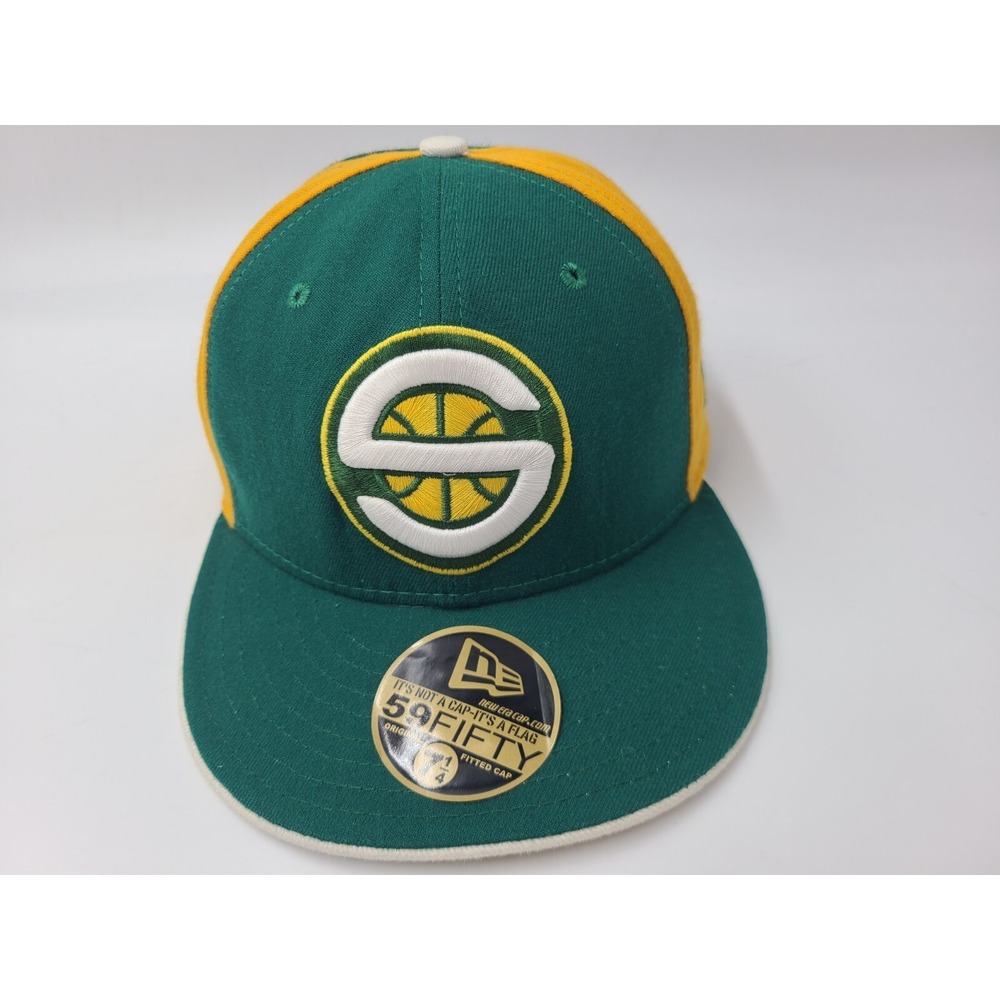 Vintage Seattle Supersonics New Era 59Fifty Fitted 7 1/4 Hat Cap Wool Sonics NBA